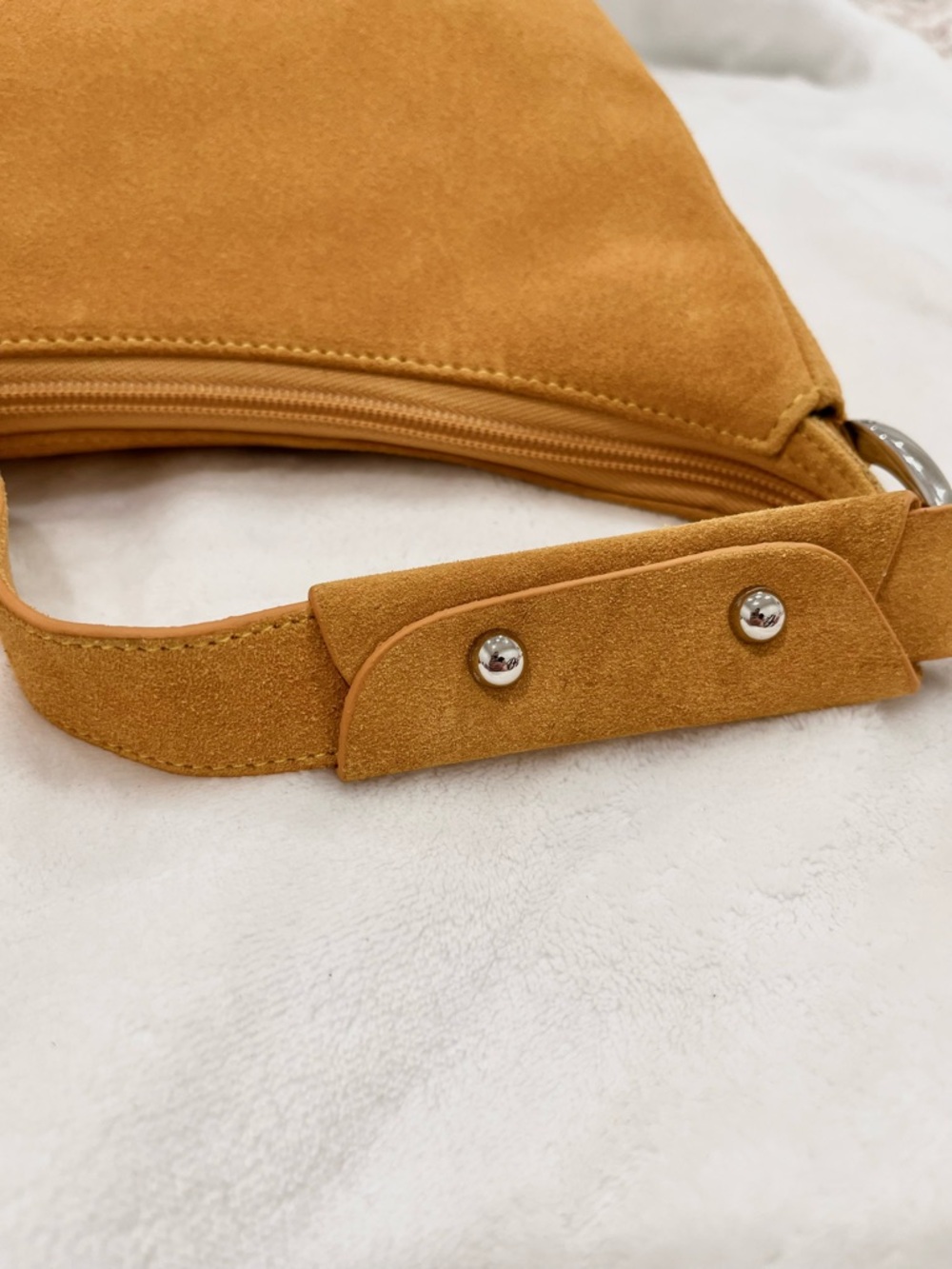 The Find Camel Suede Studded Shoulder Bag NWOT - Picture 9 of 12